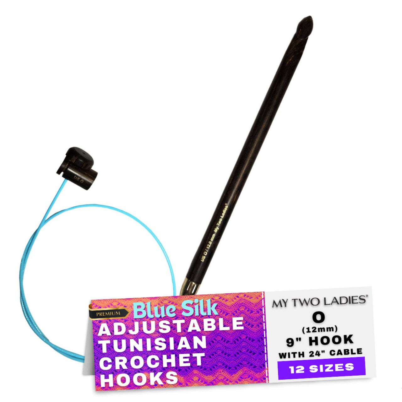 My Two Ladies | Blue Silk | Tunisian Adjustable Crochet Hooks | 12 Sizes